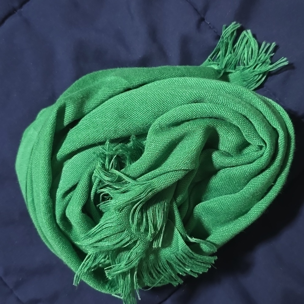 Women's green summer scarf 65 × 26 inches cover up, wrap around summer wear